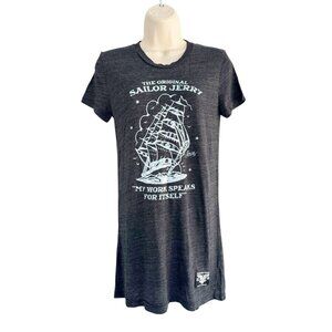 Sailor Jerry Women's Sz L Gray "My Work Speaks for Itself" Gray T Shirt NWT
